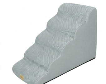 5-Step Foam Pet Stairs for Small Medium Dogs Cats, Washable Cover, Non-Slip Ramp