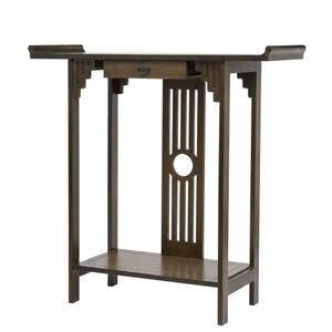 Chinese Vintage Bamboo Console Table: Narrow Entryway Sofa Side Accent Hallway Table