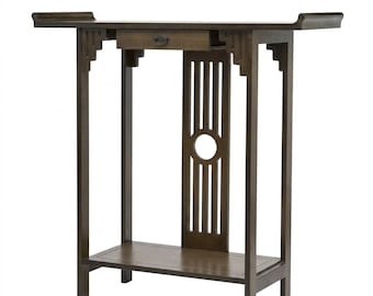 Chinese Vintage Bamboo Console Table: Narrow Entryway Sofa Side Accent Hallway Table