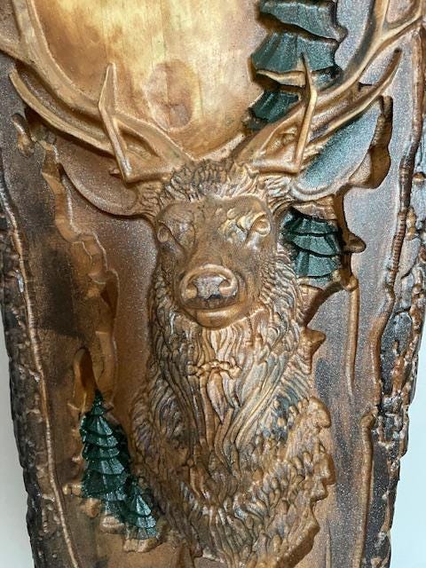 Hand Carved Wooden Deer Wall Art | Rustic Cabin Decor - Etsy