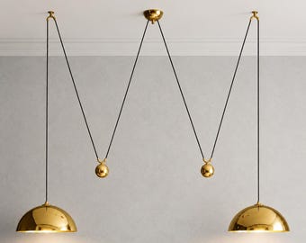 Lámpara colgante moderna de latón con contrapeso / Lámpara colgante de mediados de siglo / Lámparas para isla de cocina o comedor