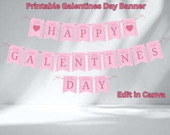 Happy Galentine’s Day Banner | Pink Valentine Party Decor | Galentines Day Printable Banner | Digital Download ONLY | Instant Download
