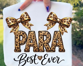 Voor beste ooit png, paraprofessioneel shirtontwerp, strik met luipaardprint png, waardering leraar png, coquette para-ontwerp, sublimatie png