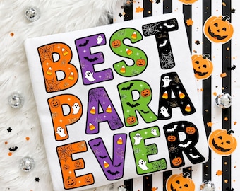 Halloween-Design für pädagogische Fachkräfte (PNG), Sublimationsdesign für Halloween-Motive, Gruseliges T-Shirt mit Goldglitzer für Lehrkräfte (PNG), Digitaler Download