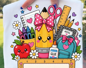 Personalisiertes Lehrer Shirt, Benutzerdefiniertes Apple Schuldesign, Zurück in der Schule Shirt, Lehrer Geschenk, Namensshirt, Kindergärtnerin Lehrer T-Shirt