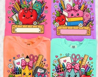Personalisiertes Lehrer Shirt, Benutzerdefiniertes Apple Schuldesign, Zurück in der Schule Shirt, Lehrer Geschenk, Namensshirt, Kindergärtnerin Lehrer T-Shirt