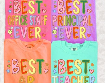 Bester Lehrer aller Zeiten Shirt Bundle PNG, Bester Schulleiter AP Büropersonal Shirts, Lehrer Wertschätzung Geschenk, Schulpersonal Passende Shirts, Bunt