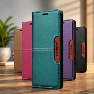 Luxe lederen flip portemonnee telefoonhoesje magnetische kaarthouder hoes voor Samsung Galaxy-serie: