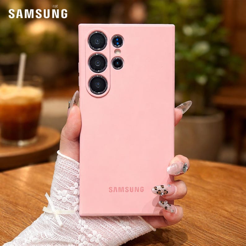 Luxury Matte Liquid Silicone Phone Case for Samsung Galaxy S25, S24, S26 Ultra, S23, S22 Plus, S21 FE - Shockproof Protection Pink