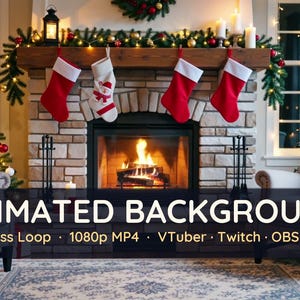 Animated Christmas Fireplace Background | Cozy VTuber Stream Loop (MP4 Digital Download)