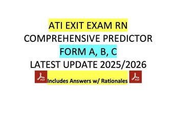 2025-26 ATI RN Comprehensive Predictor Exam Form A,B,C Ngn-Style.