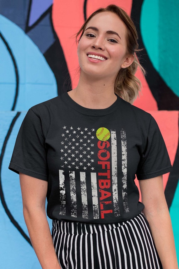 Softball Shirt American Flag Softball Usa Team Gift T Shirt Etsy