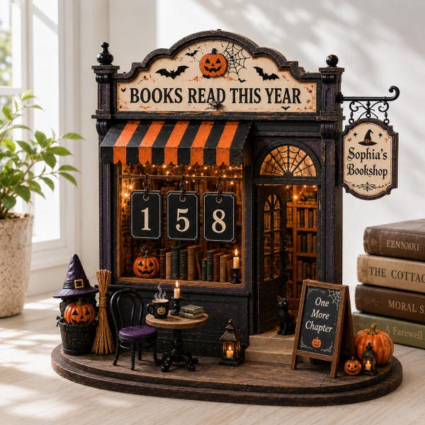 Personalized Halloween Books Read This Year Sign, Wooden Book Tracker, Reading Counter, Book Lover Gift, Halloween Bookshelf Decor