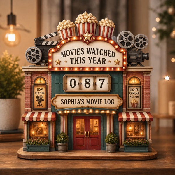 Personalized Movies Watched This Year Sign, Custom Movie Tracker Sign, Custom Cinema Countdown Board, Movie Lover Gift, Film Lover Gift