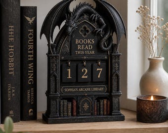 Custom Dragon Books Read This Year Tracker, Fantasy Reading Log Counter, Gothic Library Shelf Decor Gift, Book Lover Gift