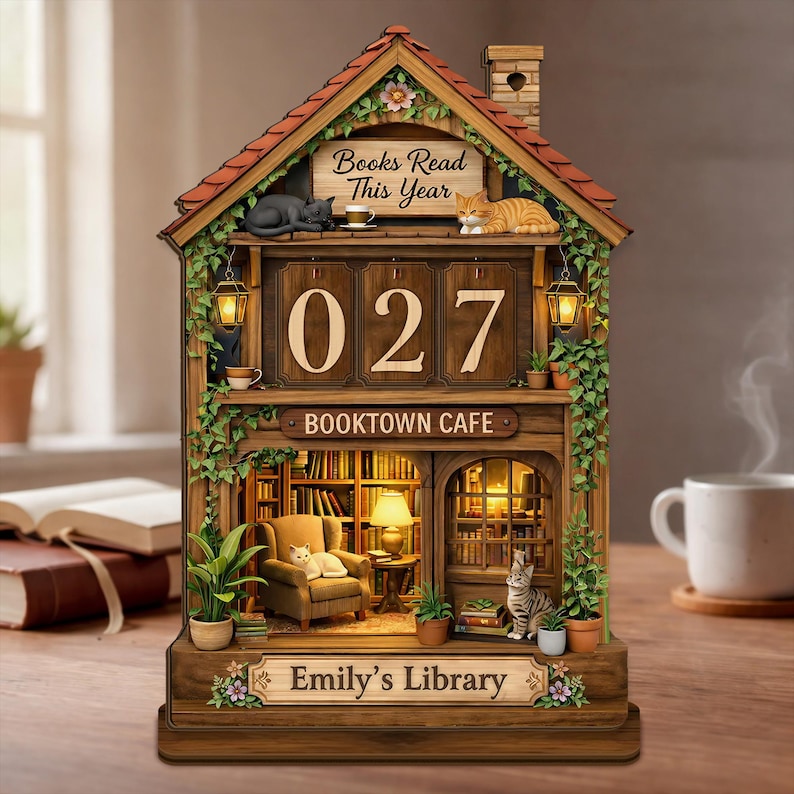 Personalized Book Tracker Sign, Vintage Reading Tracker, Library Decor ...