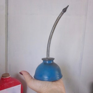 Vintage 1950s Midcentury Blue Metal Oil Can,Fathers Day Gift ,Gift For Him,Industrial Loft Decor,Mechanical Tool, Vintage Lover Gift, Gifts