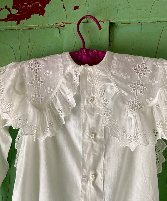 Antique Edwardian Ladies Blouse, ayershire lace, … - image 3