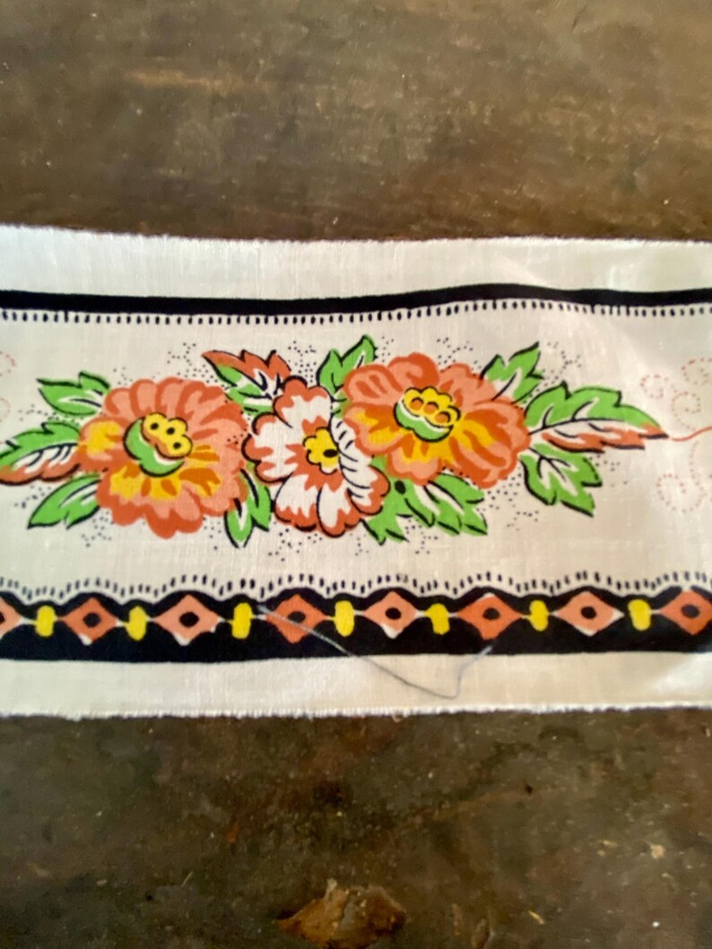 Vintage French 100 Cotton Block Print 4 Wide Border,made in France