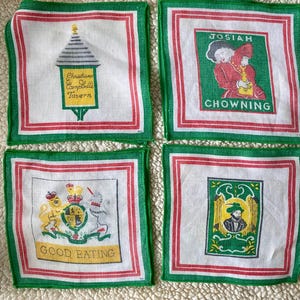 Vintage Lot 7 Old Williamsburg Souvenir Collectible Tavern Drink Bar Napkins, Raleigh Christiano Campbells Josiah Chowning Taverns,Barware