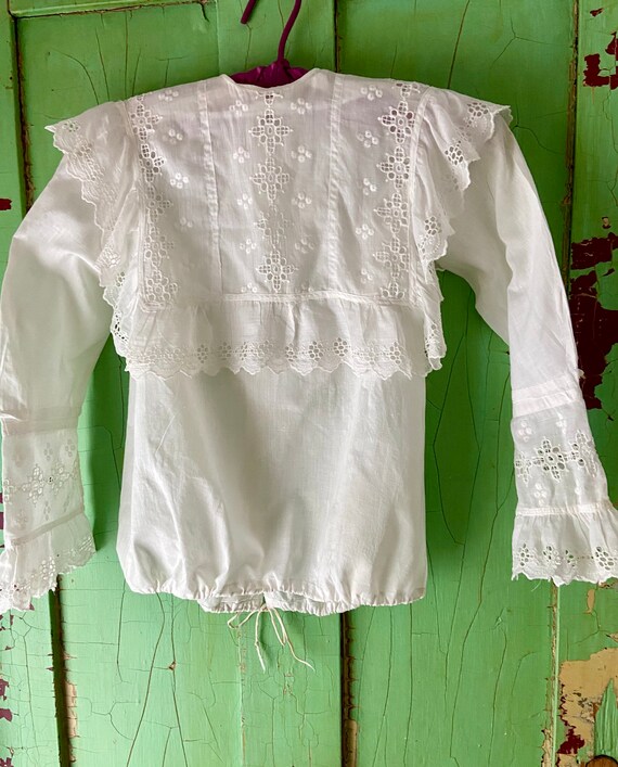 Antique Edwardian Ladies Blouse, ayershire lace, … - image 2