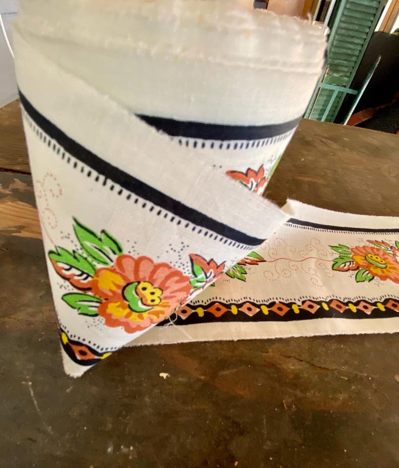 Vintage French 100 Cotton Block Print 4 Wide Border,made in France