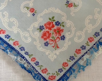 Vintage 1940s Hanky,Something Blue, Something Old, Gift For Her, Vintage Hanky, Bridal Shower, Gift For Bride,Gift For Wife, Gift For Mom