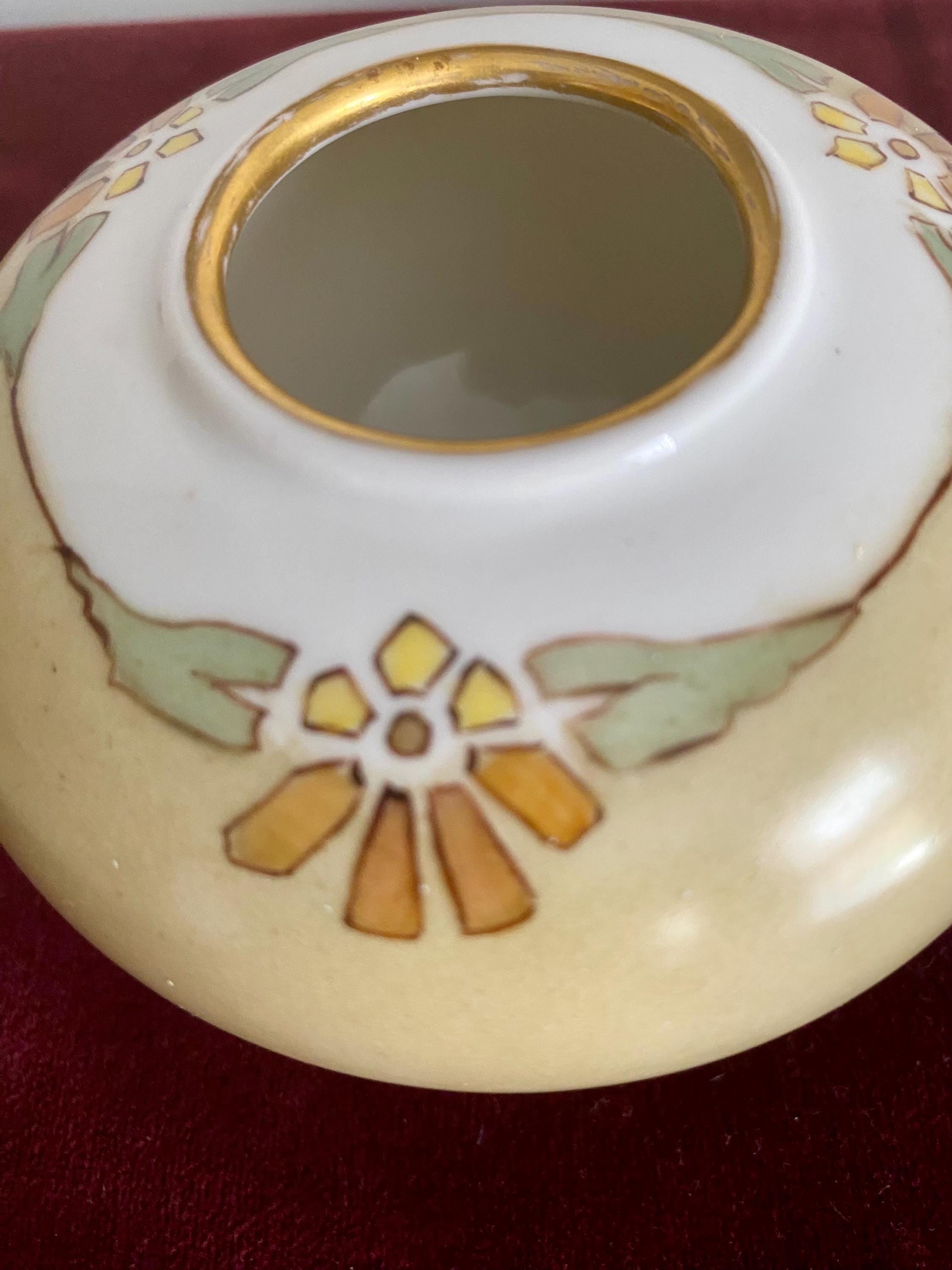 Art Deco Limoges hand panted hair receiver & tray Vanity hair receivers collected in the south main image 2