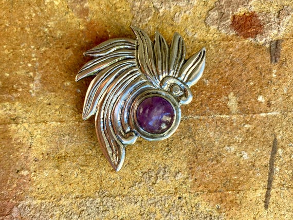 Vintage 925 Art Deco Dress Clip,Purple Gemstone,925 Sterling ,Antique Estate Jewelry,Roaring Twenties Jewelry ,Art Deco Silver,20s Fashion