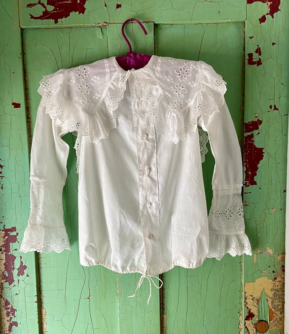 Antique Edwardian Ladies Blouse, ayershire lace, … - image 1