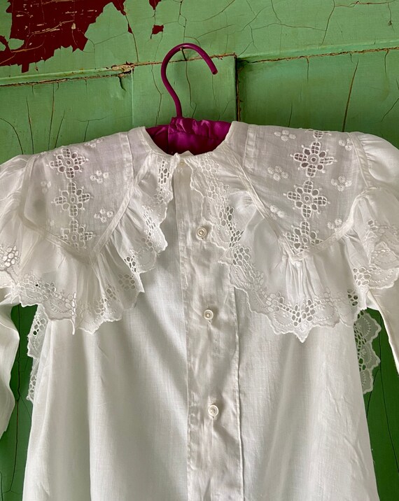 Antique Edwardian Ladies Blouse, ayershire lace, … - image 9