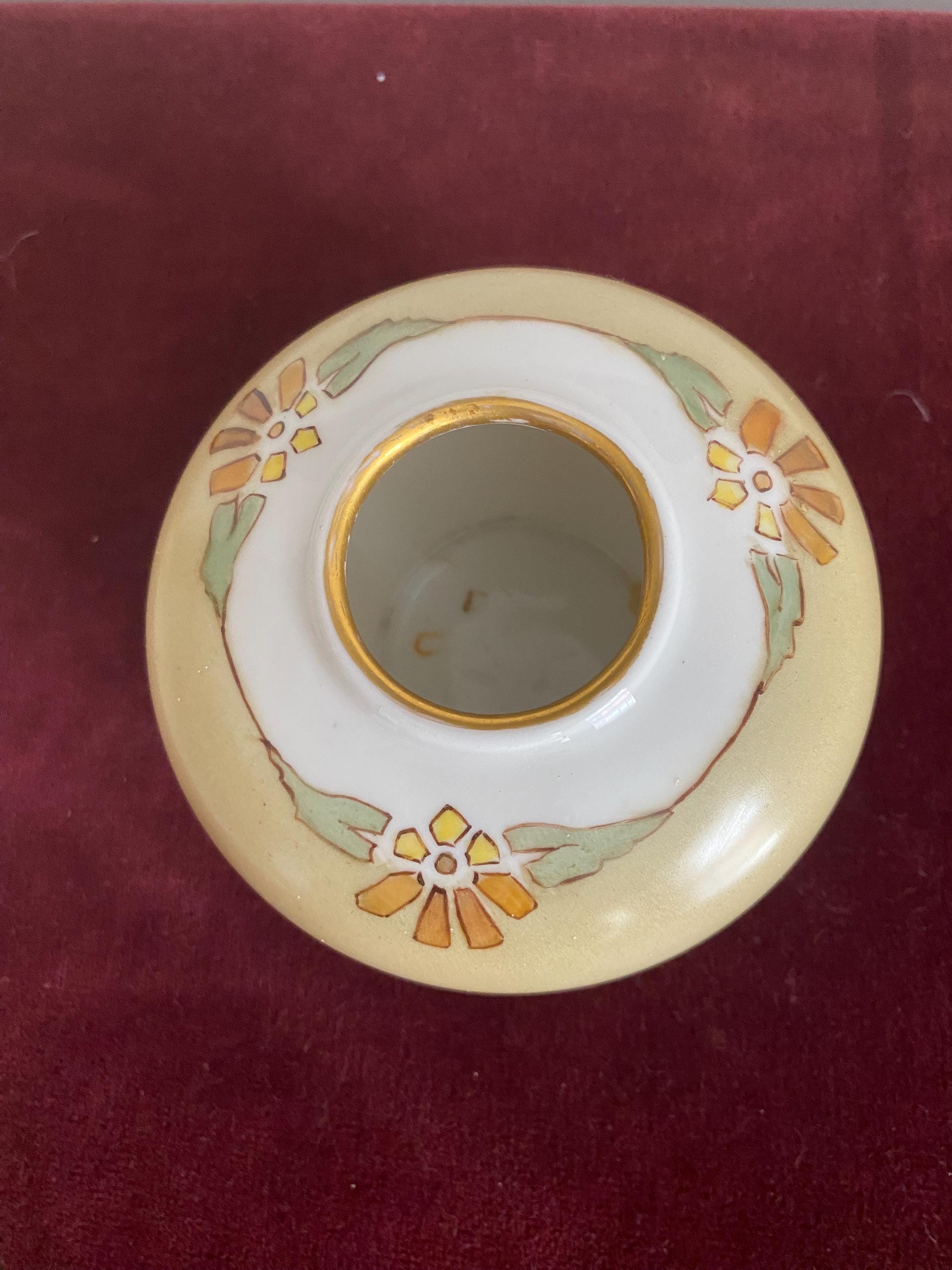 Antique Limoges Porcelain Hair Receiver, Art Deco Floral  display picture 3