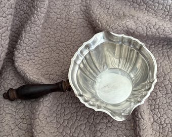 Vintage Midcentury Gorham Silverplate Gravy Sauce Boat With Turned Wooden Handle