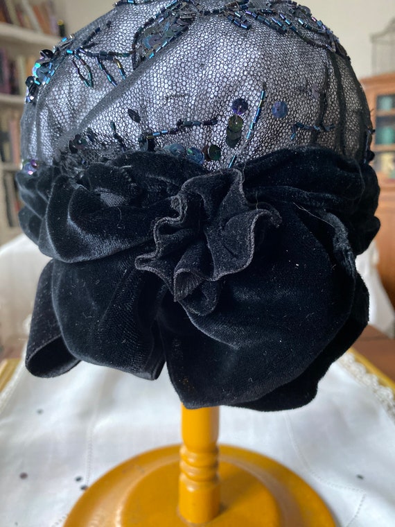 1920s sequin skull cap, Art Deco Flapper Sequin H… - image 8