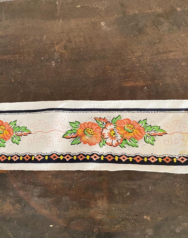 Vintage French 100 Cotton Block Print 4 Wide Border,made in France