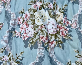 Vintage Floral Chintz Curtain Panel, 1930s-40s, Chantilly Lace Design
