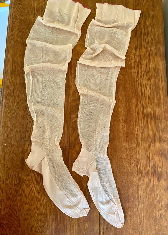 Antique 1900s French Garter Stockings,Silk Stockin