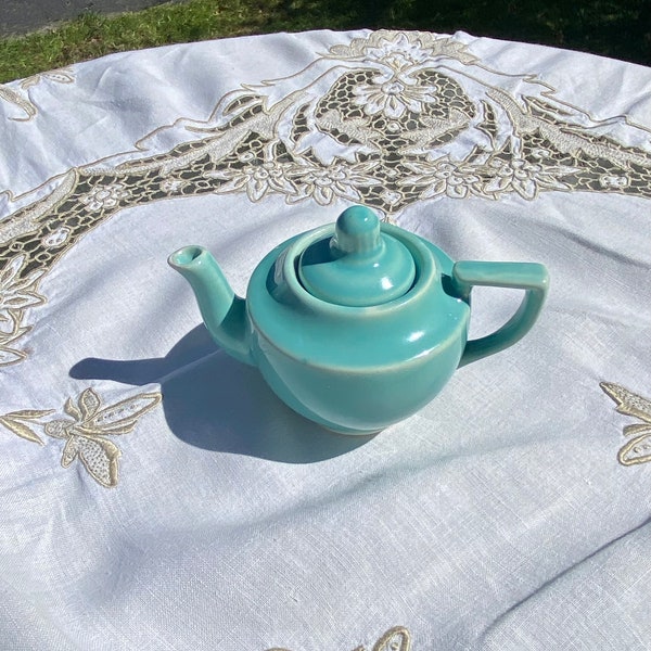 Vintage 1940s Turquoise McCoy USA Pottery Mini Teapot For One,Vintage Porcelain,Housewarming Mothers Day Gifts,Gifts For Mom Her Wife,As Is