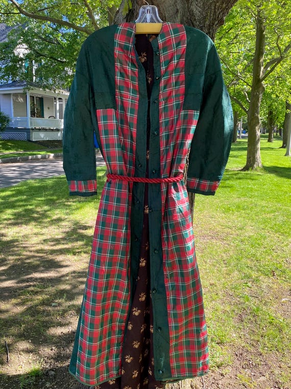 Antique Vintage 1930s Classic Mens Silk Pongee Damask Dressing Gown Robe With Cinch,Housecoat,Bespoke, Man Dad Vintage Hunter Groom Gift
