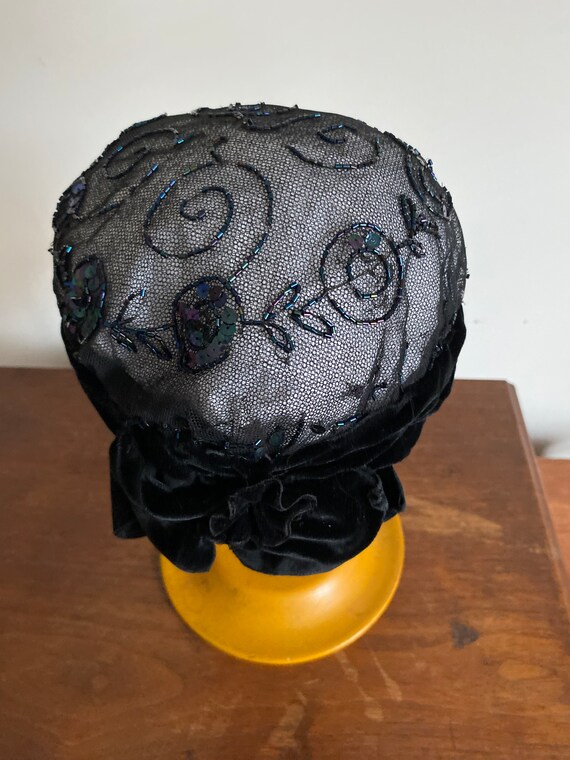 1920s sequin skull cap, Art Deco Flapper Sequin H… - image 5