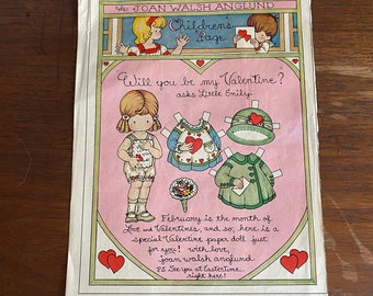 Valentine Paper Doll Page by Joan Walsh Anglund,Vintage Paper Dolls,1960s Nostalgia,Collectible Paper Dolls,Valentine Gifts,Valentine Craft