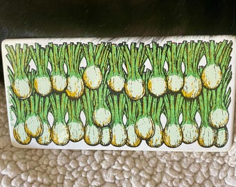 Vintage Georges Briard Leeks Enamel Trivet, 1970s Kitchen Decor
