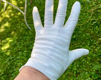 Vintage Pristine Size 7 and One Half Wrist Length Kidskin Gloves, Pearl Button Closure,