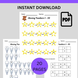 Missing Numbers Worksheet 1-100 – Preschool Kindergarten Printable (Instant Download)