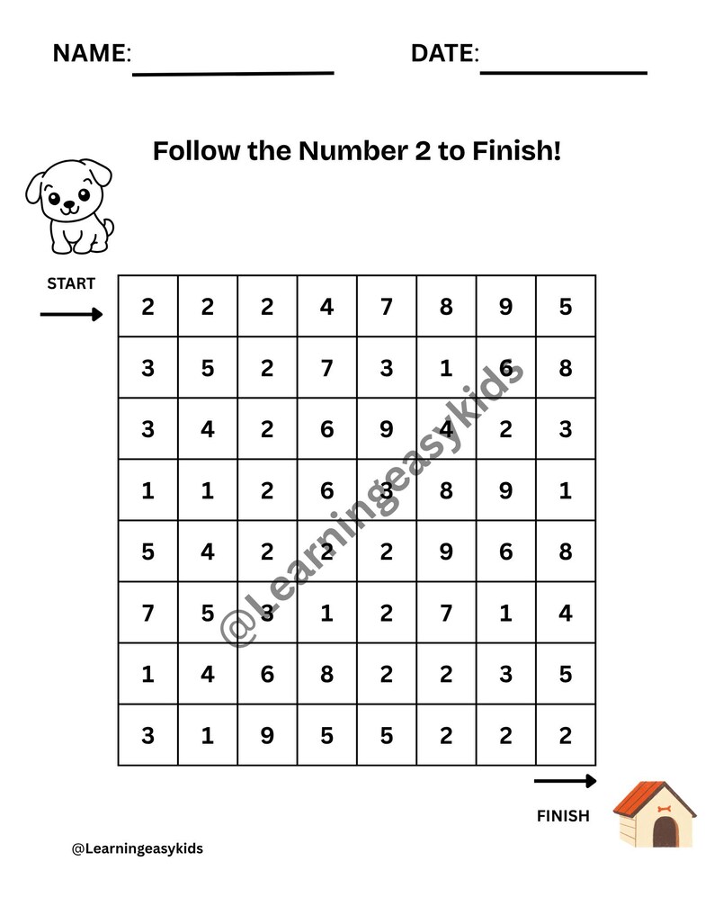 Number Path Puzzle 120 Printable Preschool Math Activity (PDF