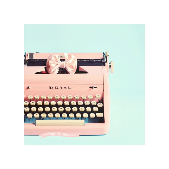 Items similar to Pink Typewriter, Typewriter photograph, Digital