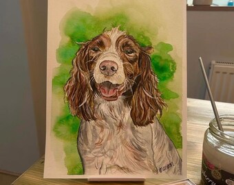 Custom Hand Painted Pet Portrait - Watercolour