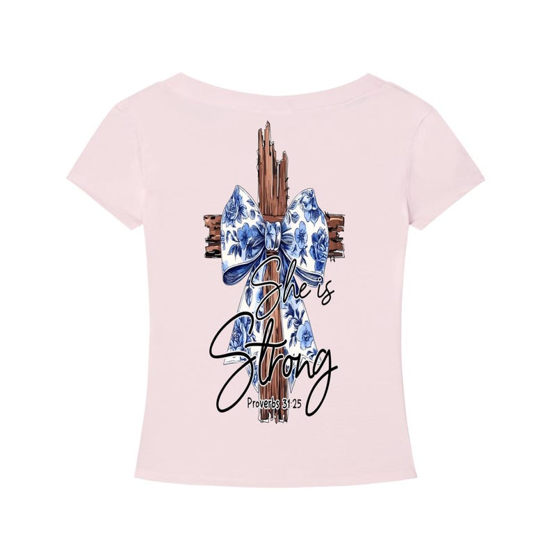 Bible Verse|Proverbs 31:25|Tencel Slim Fit V-Neck T-Shirt image 6