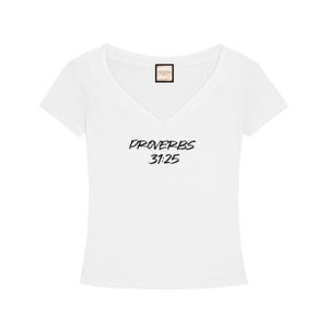 Bible Verse|Proverbs 31:25|Tencel Slim Fit V-Neck T-Shirt image 1