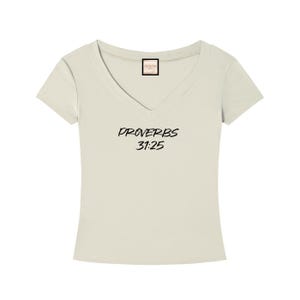 Bible Verse|Proverbs 31:25|Tencel Slim Fit V-Neck T-Shirt image 3